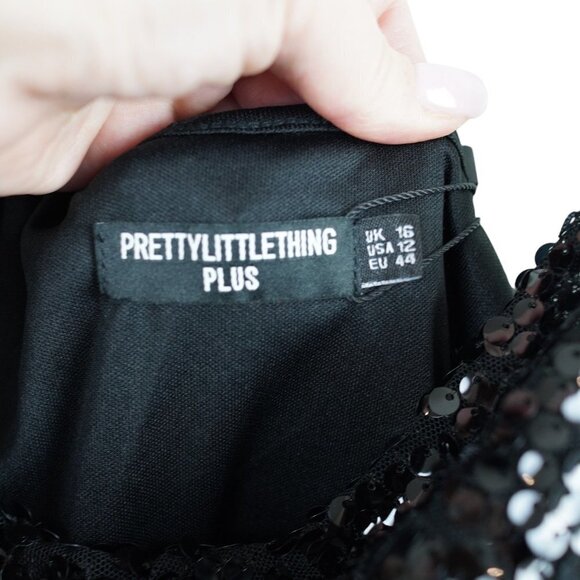 Black Sequin Party Dress Cowl Neck Strappy Backless Slit Maxi Evening Gown - Picture 11 of 15